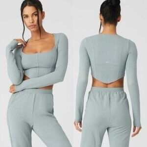Alo Yoga Soft Sculpt Long Sleeve Top - Cosmic Grey